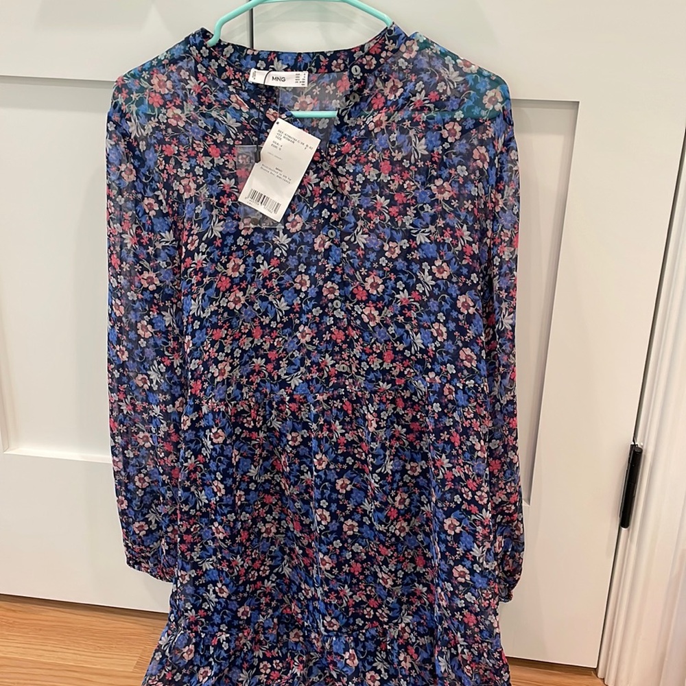 MANGO Blue Floral Maxi Dress